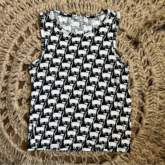 Black & white crop top bundle kitty cat & stripes XS/S - Picture 7 of 8